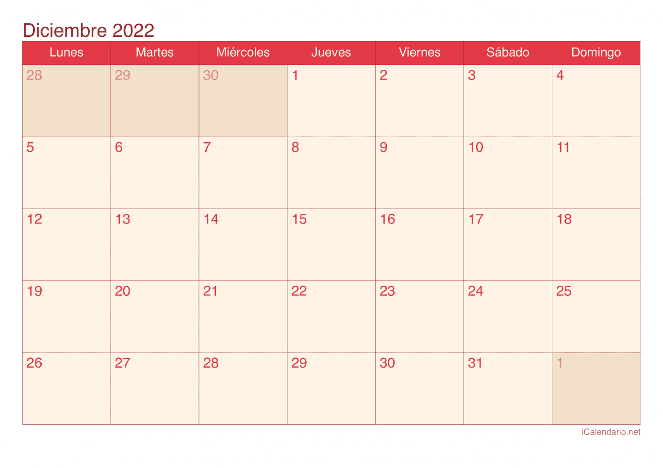 Calendario de diciembre 2022 - Cherry