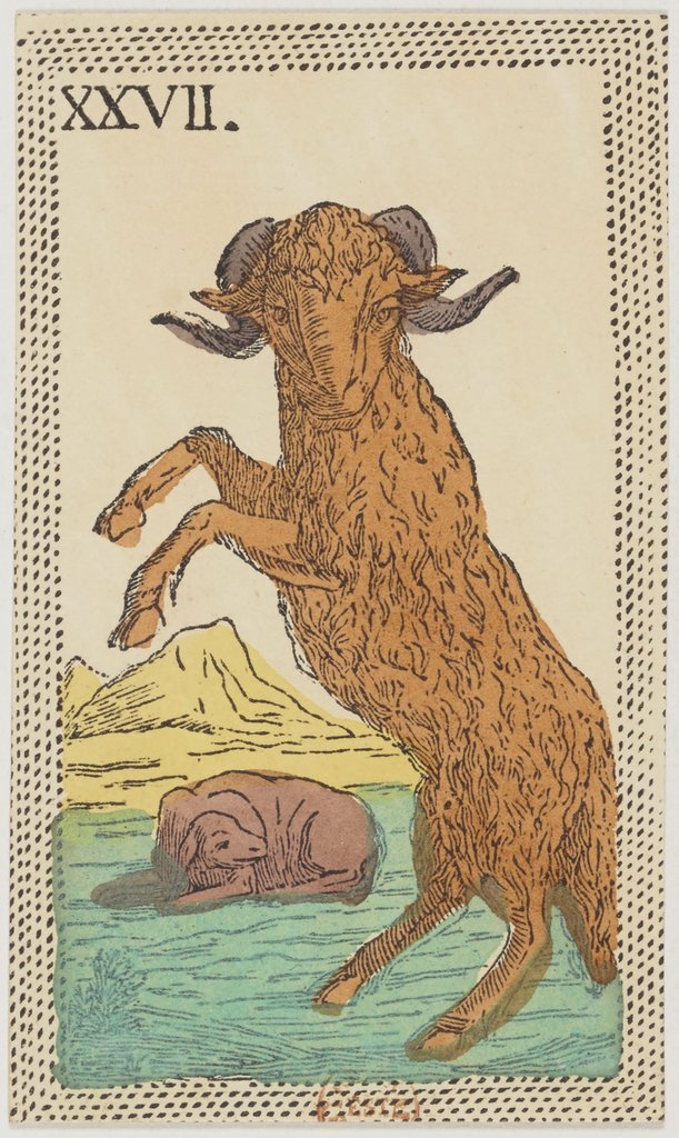 El signo de Aries en un juego de cartas florentino (minchiate) del siglo XIX.