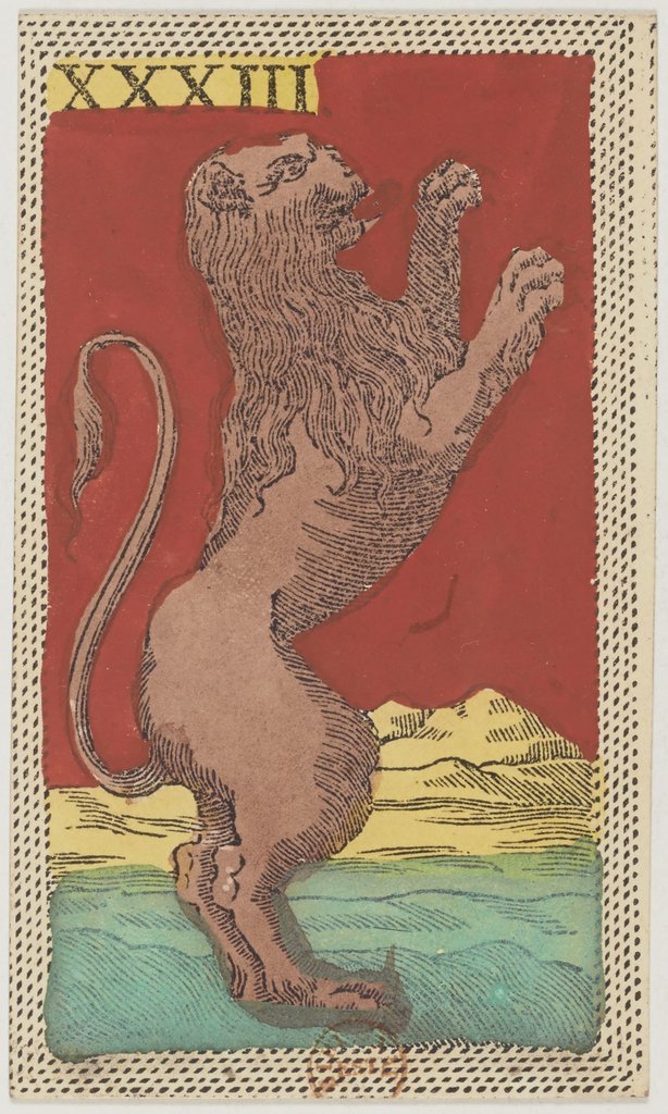 El signo de Leo en un juego de cartas florentino (minchiate) del siglo XIX.