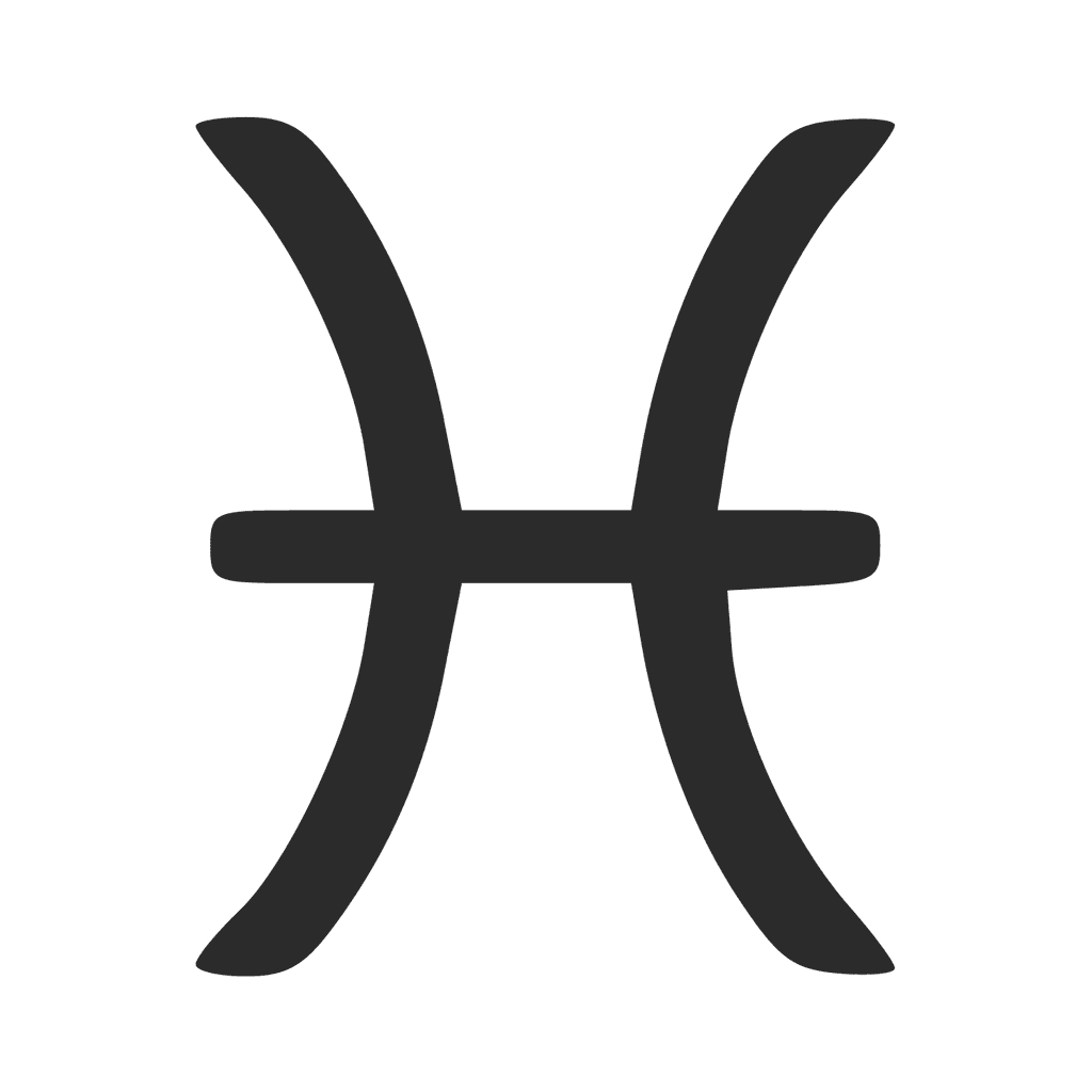 El símbolo de Piscis representa dos curvas verticales unidas por un hilo central.