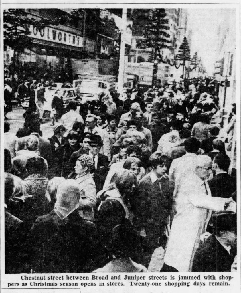 La calle Chestnut (Filadelfia, 1968) durante el Black Friday
