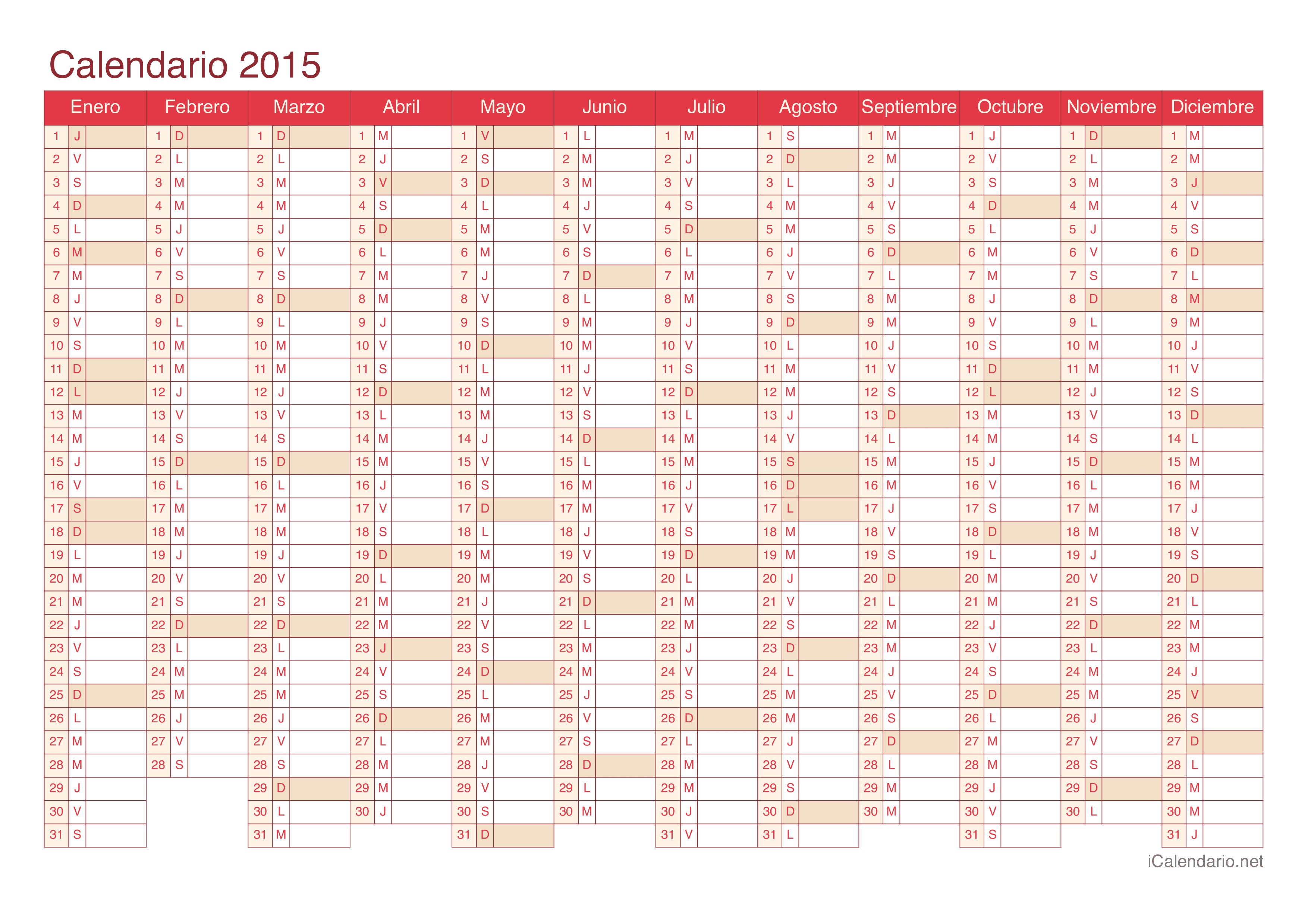 Calendario 2015 - Cherry