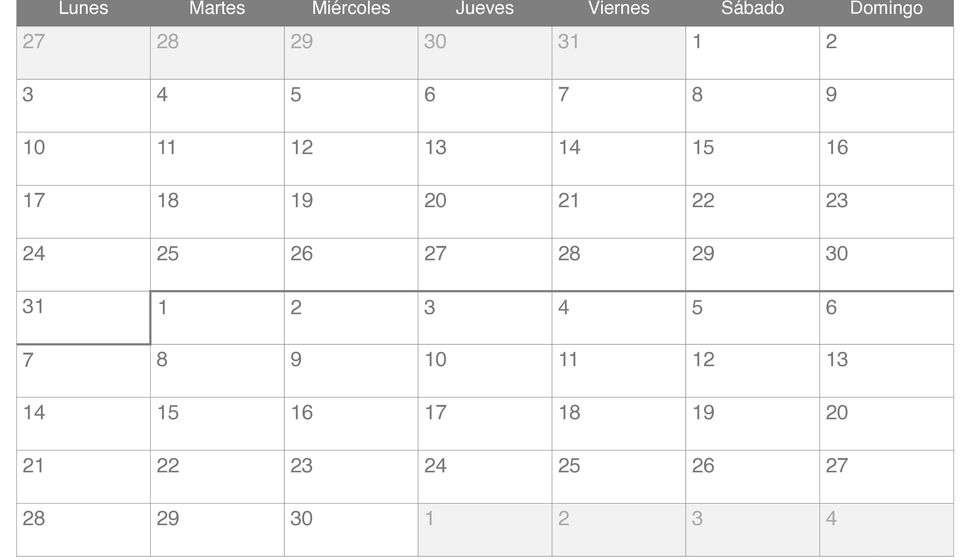 Calendario de agosto septiembre 2026