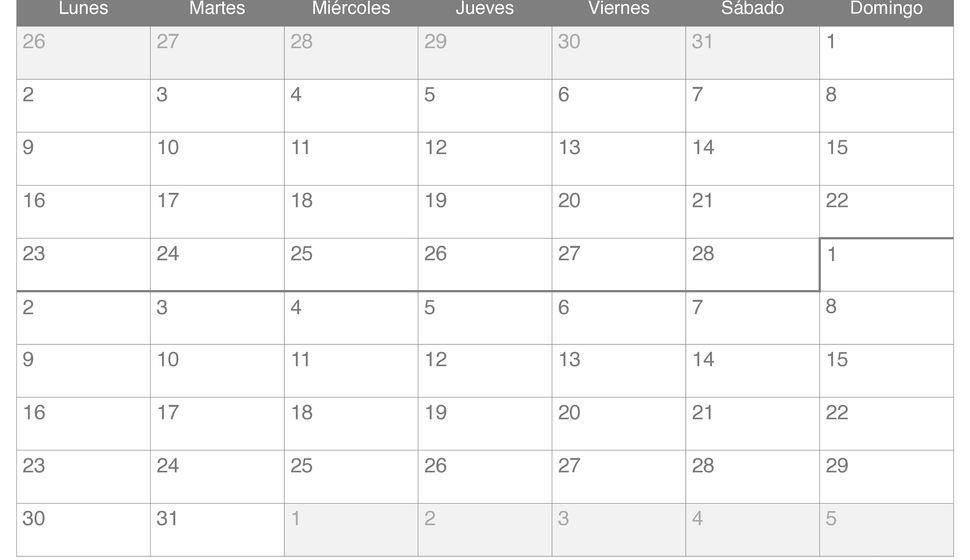 Calendario de febrero marzo 2026