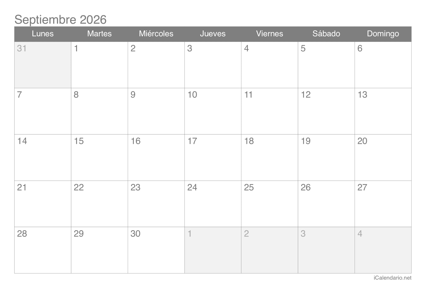 Calendario de septiembre 2026