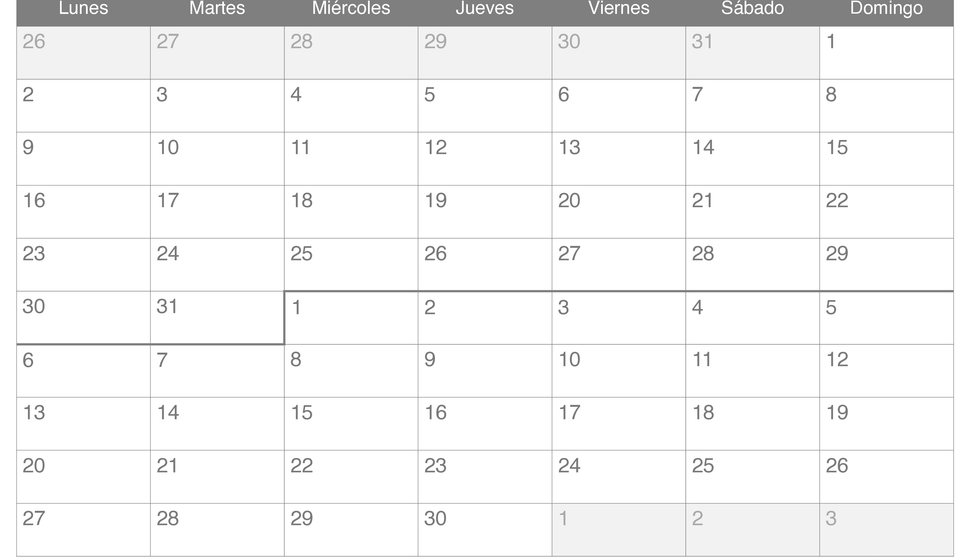 Calendario de agosto septiembre 2027