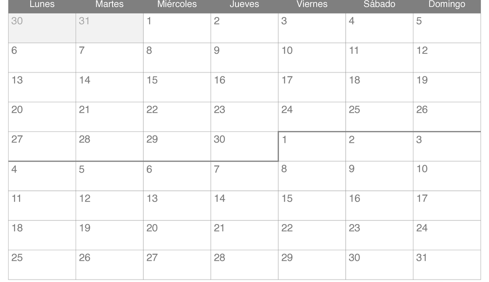 Calendario de septiembre octubre 2027