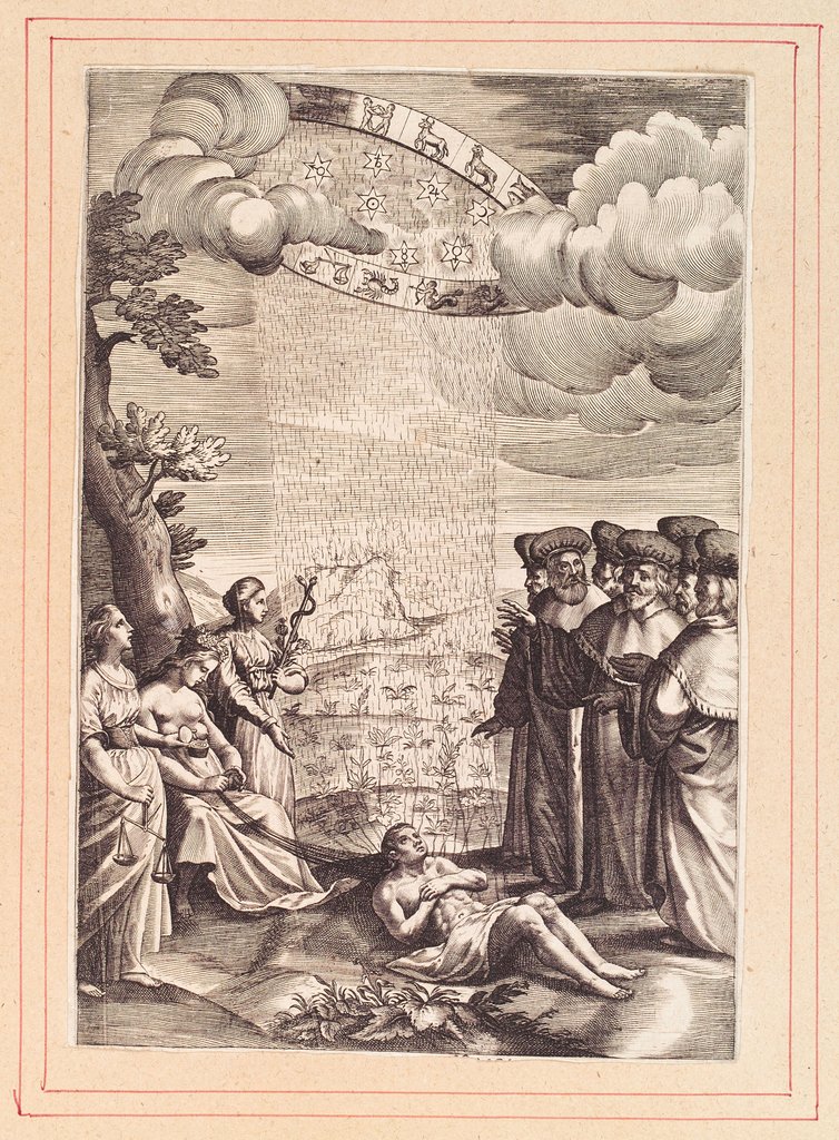 Les signes du zodiaque ont aussi une influence supposée sur les pays. Gravure de 1918, d'après H. Brooks (1906).