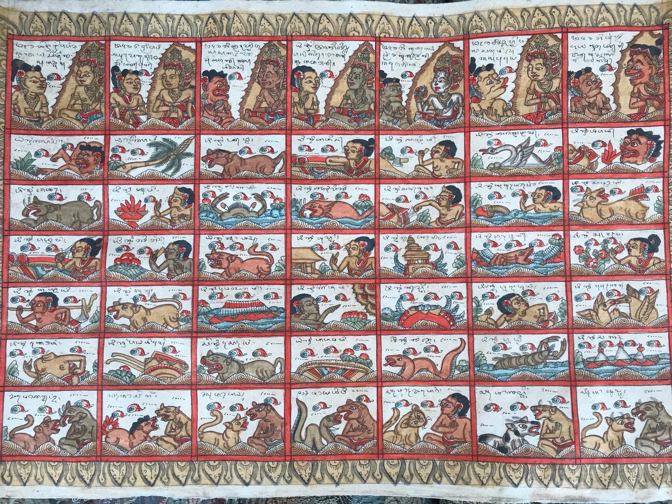 Palelintangan, un calendario astrologico nato dall'incrocio fra i días de la semana di 5 días e quelli de la semana di 7 días. Nel punto in cui si incrociano il día di nascita di un bambino in questi due calendari si ottengono indicazioni en el caratterey del neonato. Solo le 5 righe centrali rappreysentano i días de la semana di 5 días.
