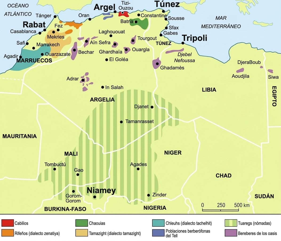 Distribuzione de los Berberi in Nord Africa