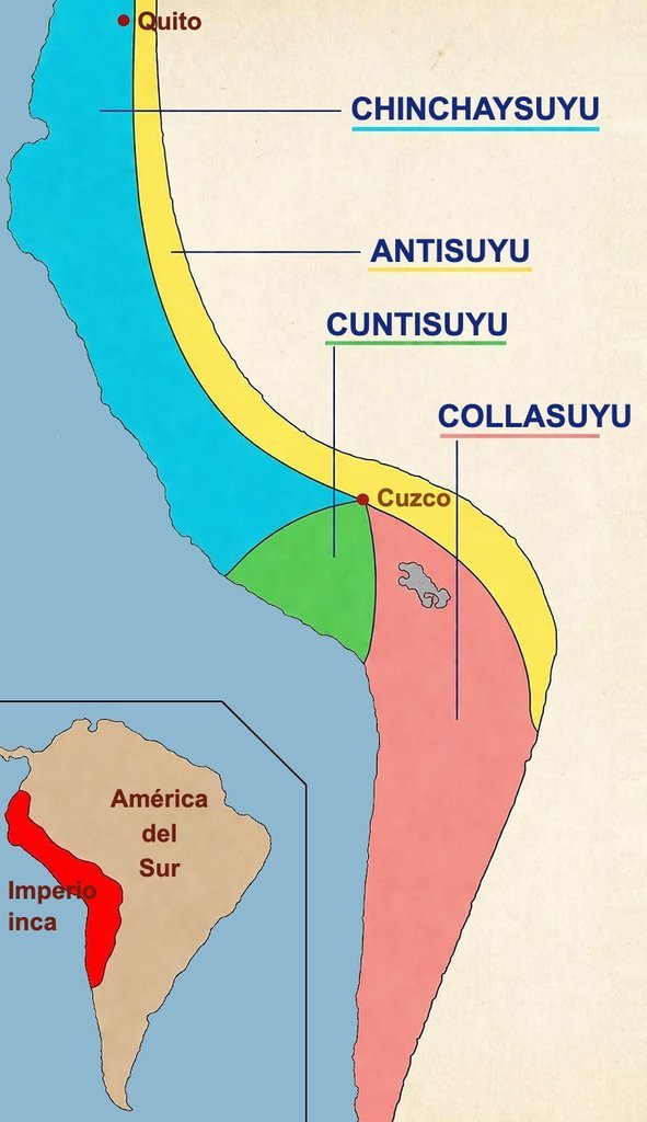 A partir de Cuzco, l'impero si divide in quattro "quartieri".