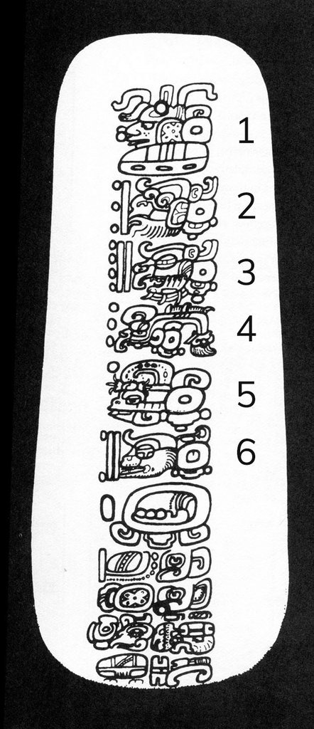 Retro de la placca di Leida, tratto da The Role of Solar Observations in Developing the Preyclassic Maya Calendar
