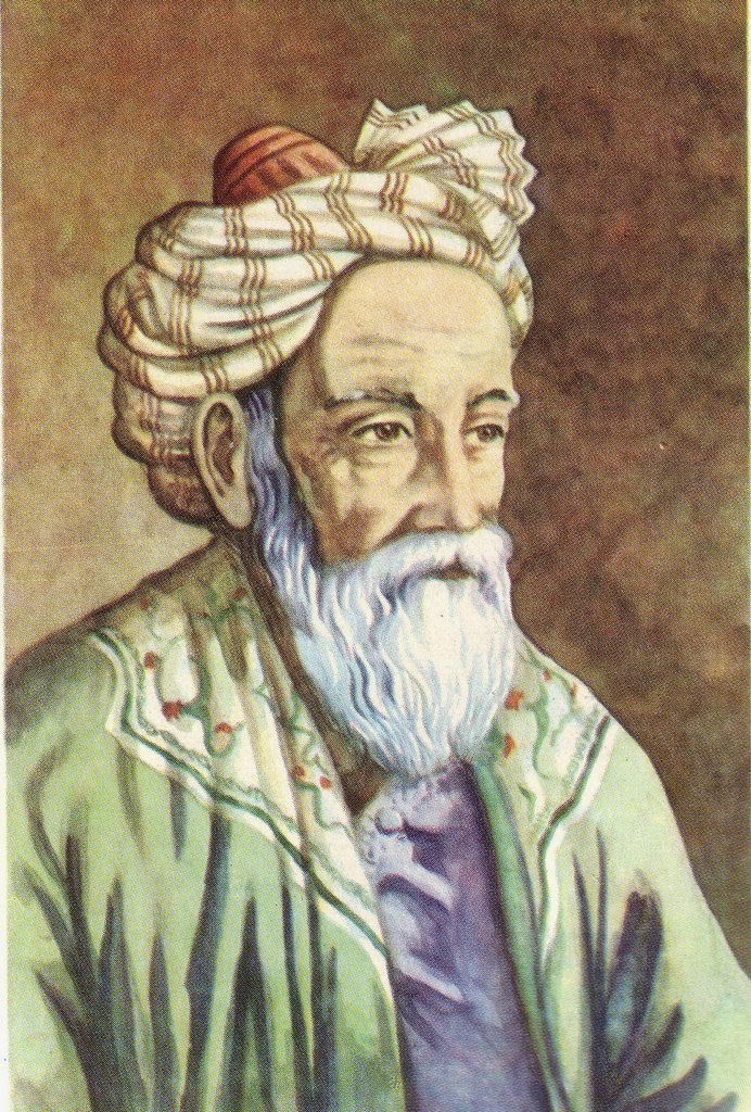 Rappreysentazione di Omar Khayyam in un manuale sovietico, disegno di A. Venediktov