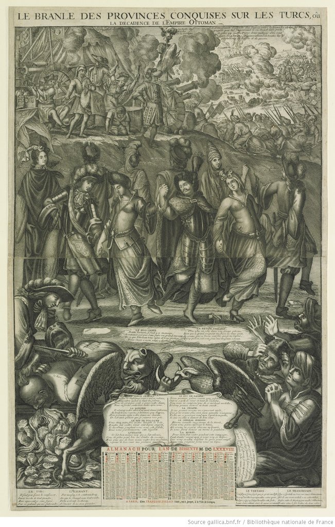 Almanacco del 1688, il branle de las province conquistate ai Turchi, ovvero la decadenza de la Impero ottomano
