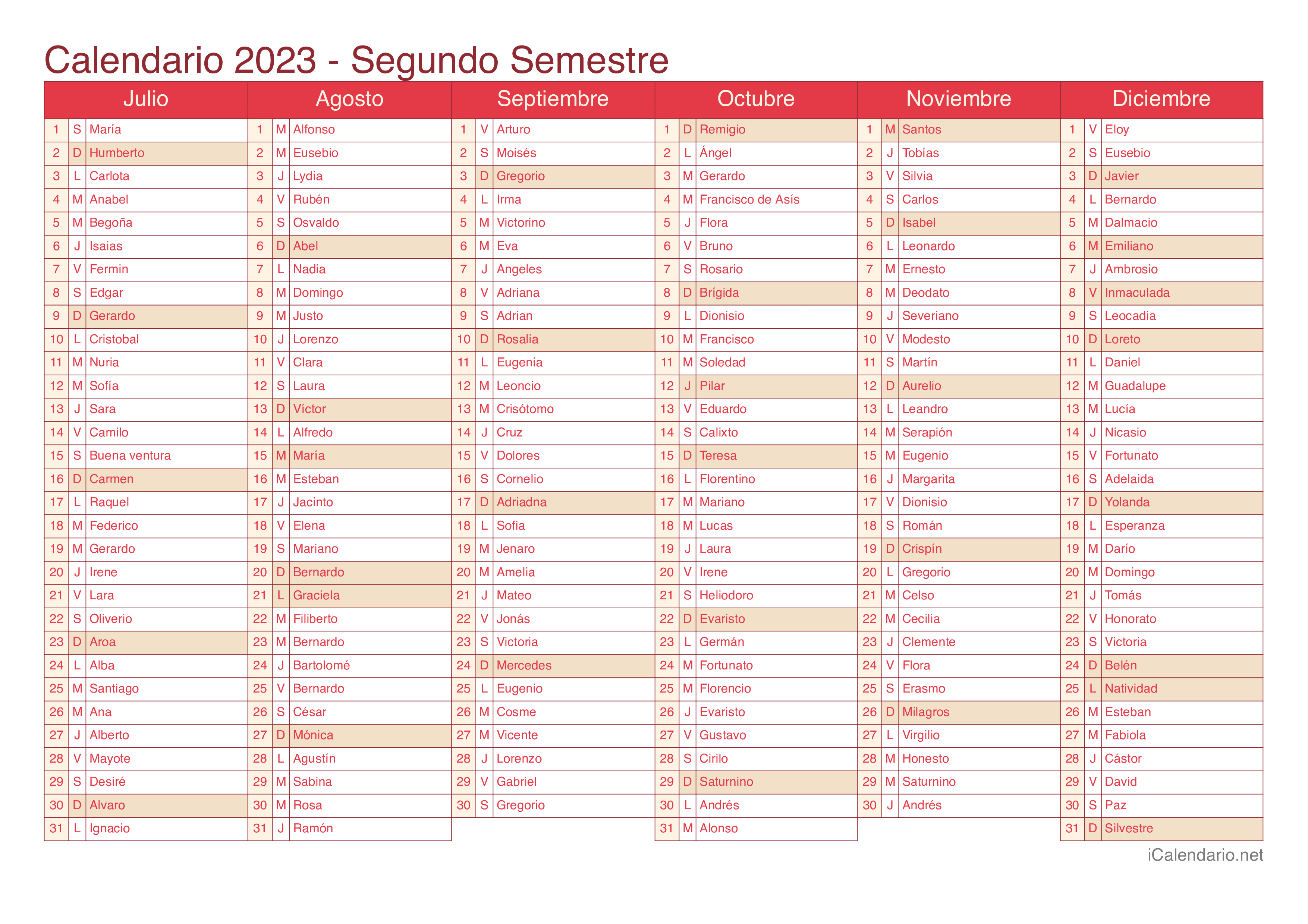 Calendario 2023 Para Imprimir